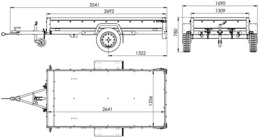 Unitrailer KIPP 264 Gartenanhänger (neu) mit Stützrad und Bis-Planken