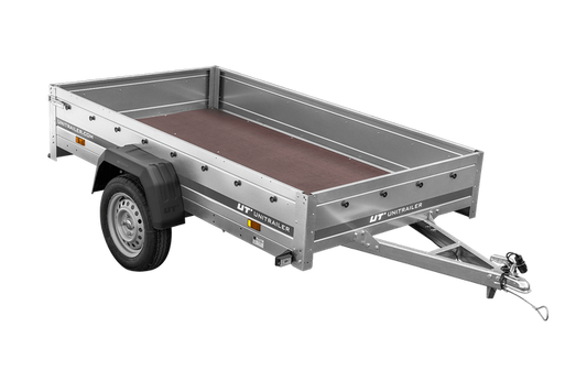 Unitrailer Gartenanhänger, einachsiger Autoanhänger 230 x 125 cm mit fester Deichsel 500/750 kg