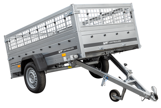 Unitrailer Gartenanhänger 230 KIPP (NEU) Autotransportanhänger mit Stützrad und Gitterwänden